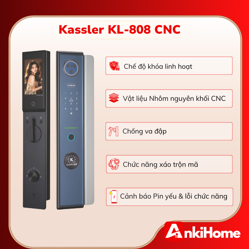 Khoá vân tay Kassler KL-808 CNC hiện đại, thời thượng