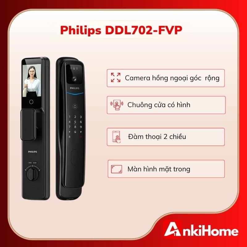 Philips DDL702-FVP - dòng khóa cửa dẫn đầu xu hướng công nghệ bảo mật “không chạm”.