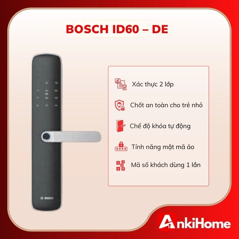 Khoá cửa Bosch ID60 - DE thường phù hợp với các không gian như căn hộ, nhà phố