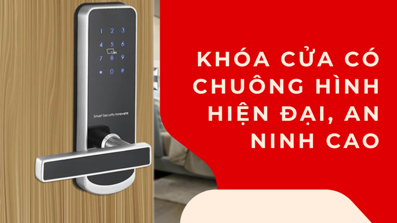 Khoá cửa có chuông hình tích hợp nhiều phương thức mở khoá, đáp ứng linh hoạt và tiện lợi cho nhu cầu sử dụng.
