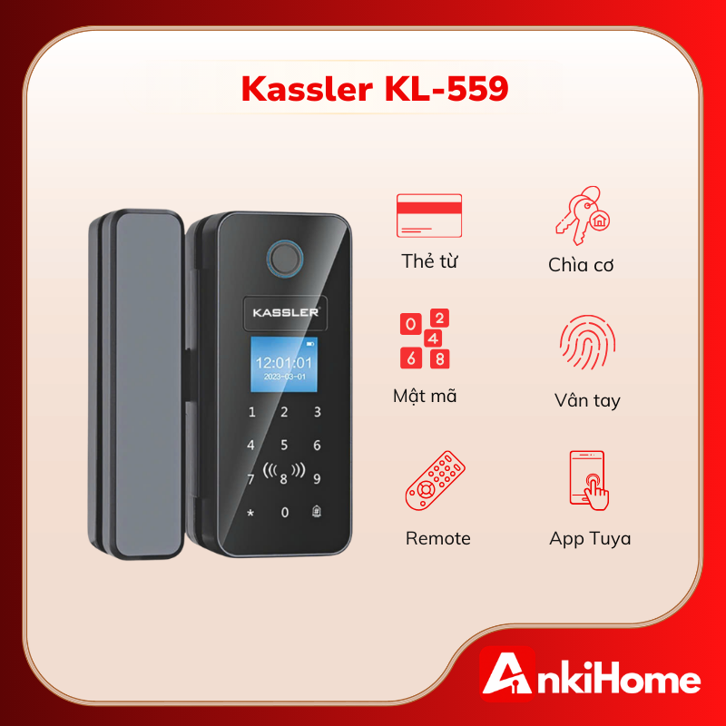 Kassler KL-559 với khả năng quản lý ra vào qua app Tuya tiện lợi.
