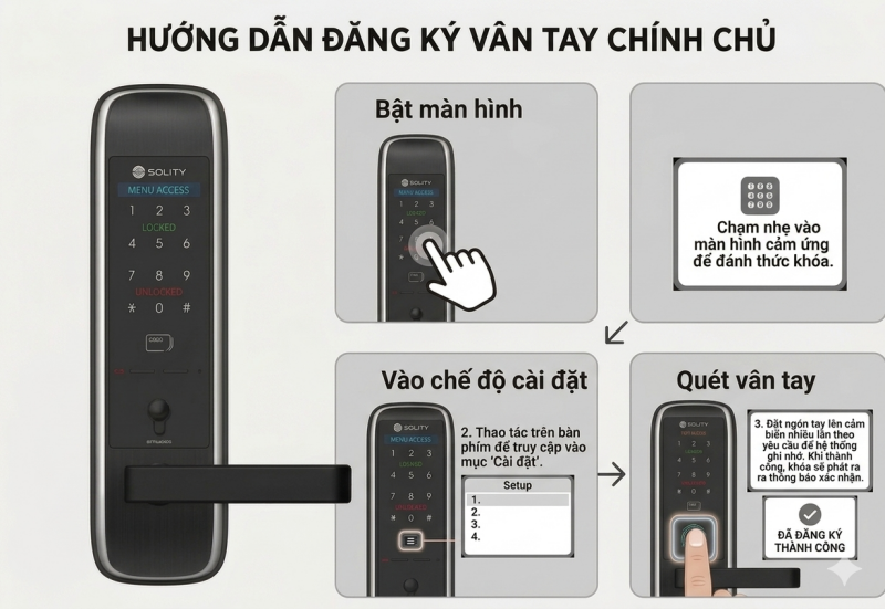 Hướng Dẫn Cài Đặt Khóa Cửa Vân Tay Tại Nhà Cho Mọi Khóa Hướng dẫn đăng ký dấu vân tay chính chủ nhanh chóng.