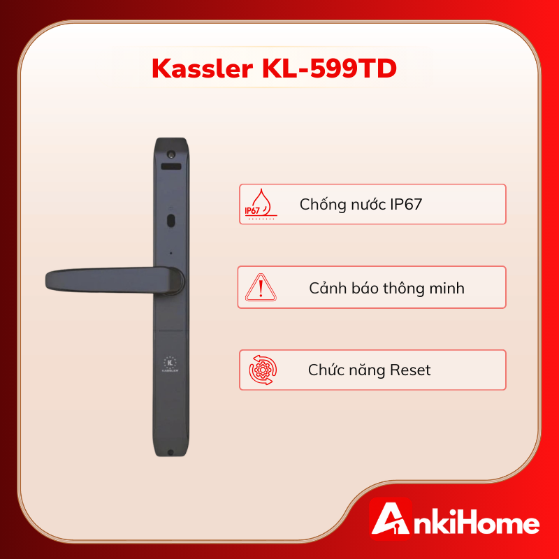 Mẫu khóa vân tay Kassler KL-599TD thiết kế chuyên biệt cho cửa đố hẹp