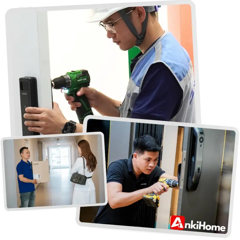 Kỹ thuật viên Ankihome – lắp đặt khóa thông minh nhanh chóng, chuẩn xác và tận tâm tại nhà.