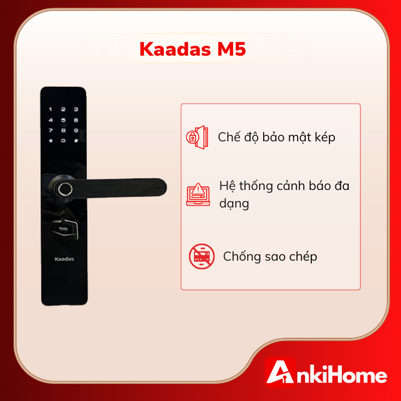 Khóa có các tính năng như cảnh báo pin yếu, cảnh báo nhập sai và xác thực kép, hỗ trợ nâng cao mức độ an toàn khi sử dụng.
