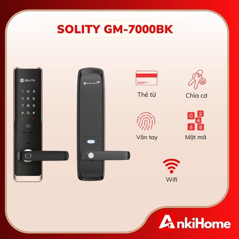 SOLITY GM-7000BK tích hợp nhiều phương thức mở khóa tiện lợi và an toàn