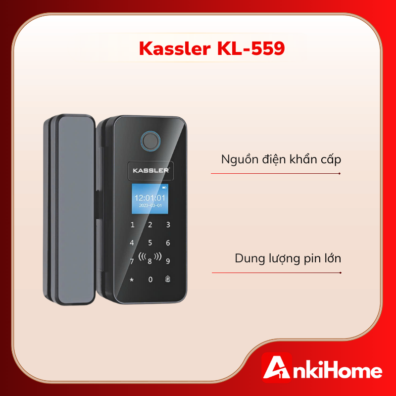 KASSLER KL-55 là dòng khóa chuyên dụng cho cửa kính, thiết kế gọn nhẹ.