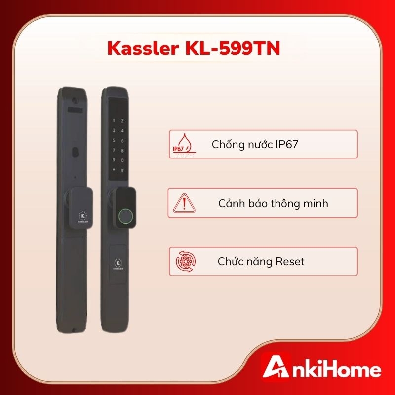 Kassler KL-599TN là mẫu khóa vân tay điện tử sở hữu chuẩn IP67 chống nước vượt trội, lý tưởng cho kho hàng ngoài trời.