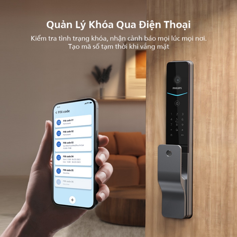 Ứng dụng di động giúp chủ kho dễ dàng quản lý, kiểm soát và theo dõi lịch sử ra vào từ xa mọi lúc mọi nơi.