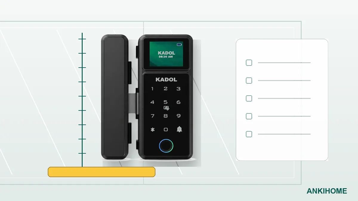 Khóa Cửa Kính Kadol KD-GL300 Kỹ thuật viên kiểm tra cửa kính trước khi lắp khóa Kadol KD-GL300
