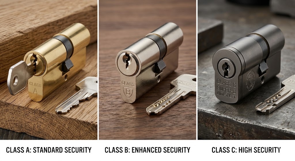 Phân biệt lõi khóa Class A, B, C – Cách chọn khóa cửa an toàn phù hợp Phân biệt lõi khóa Class A, B, C – Cách chọn khóa cửa an toàn phù hợp
