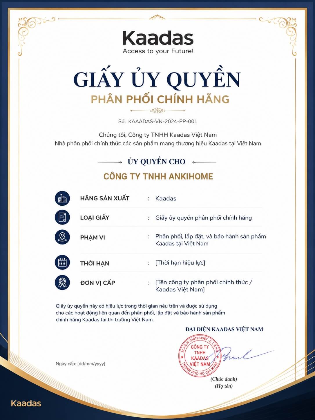 Chứng Nhận Ủy Quyền Các Thương Hiệu Tại ANKIHOME