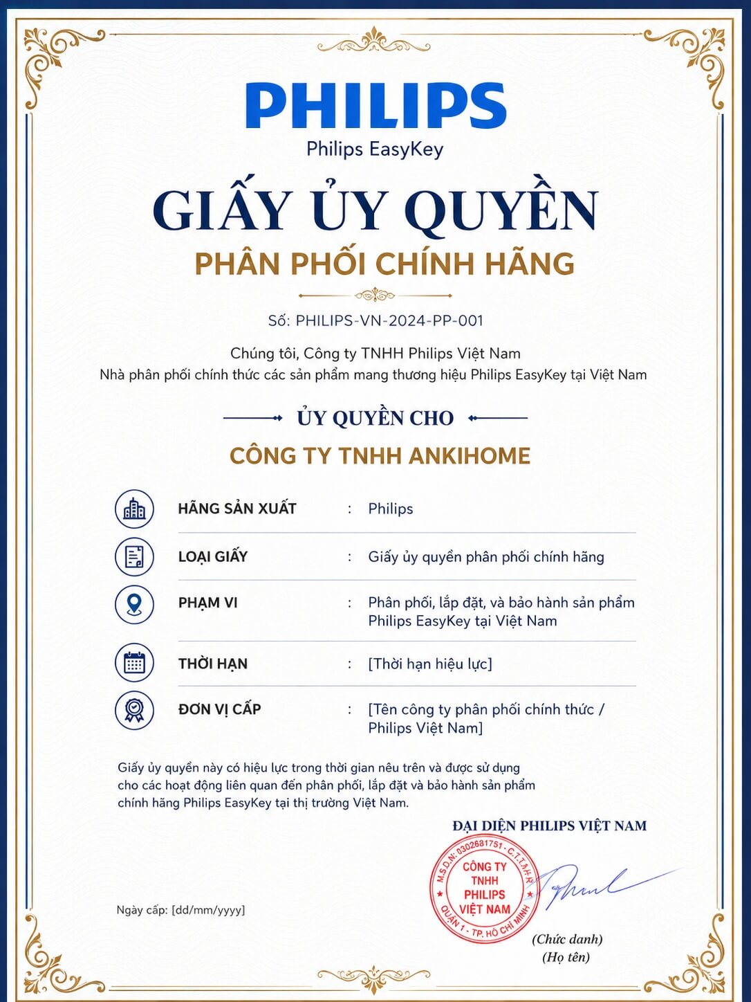 Chứng Nhận Ủy Quyền Các Thương Hiệu Tại ANKIHOME