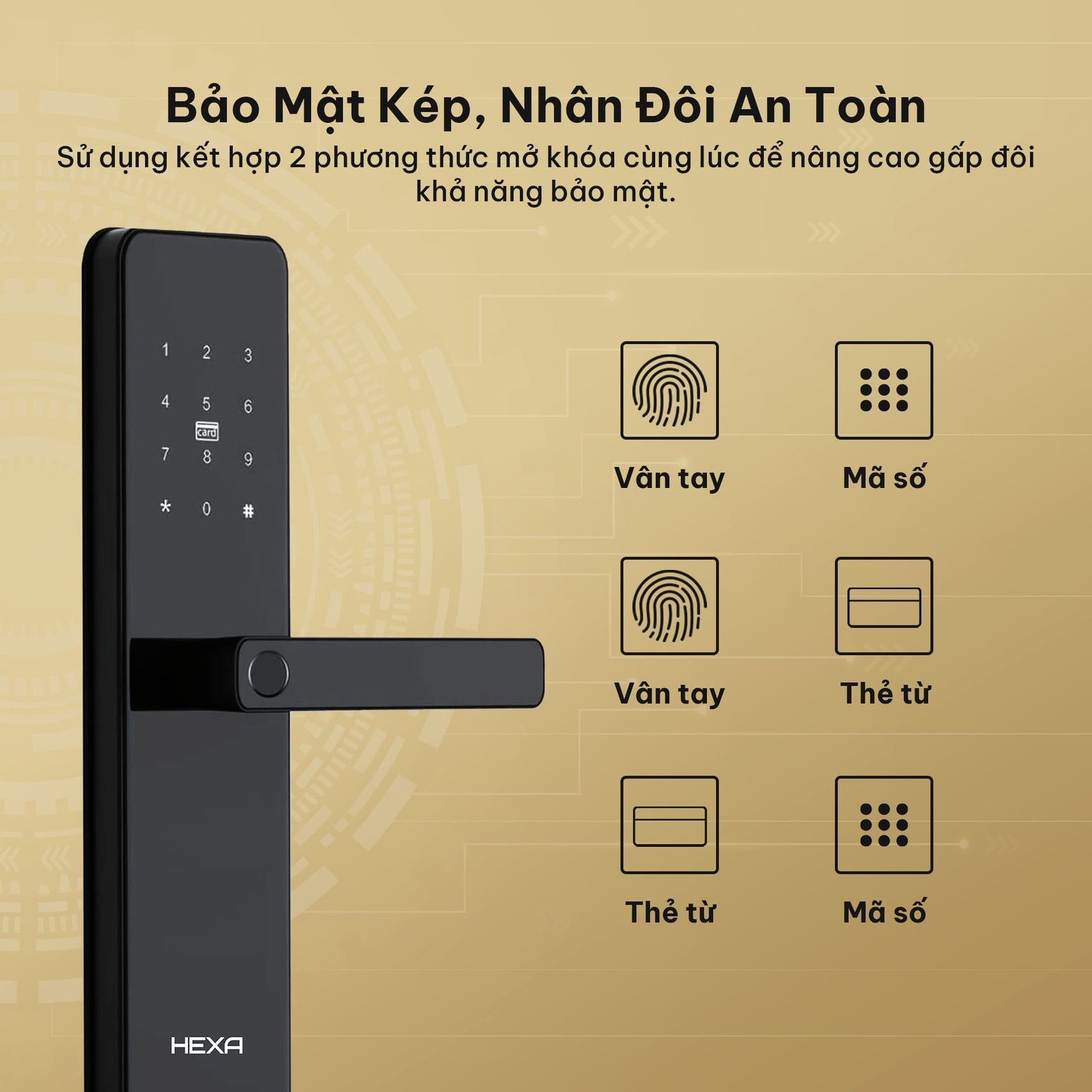 Khóa Cửa Điện Tử Hexa (Singapore) Chính Hãng, Giá Tốt, Miễn Phí Lắp Đặt