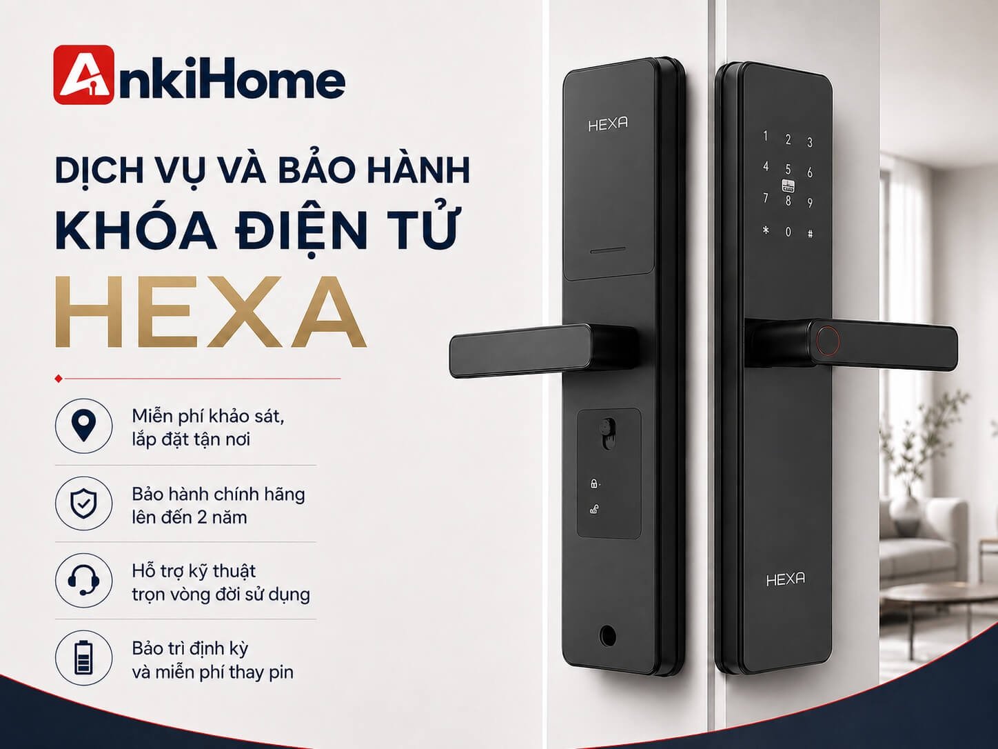Khóa Cửa Điện Tử Hexa (Singapore) Chính Hãng, Giá Tốt, Miễn Phí Lắp Đặt