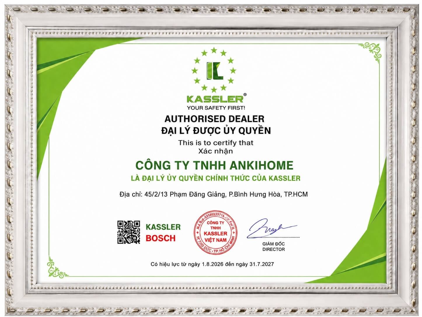 Chứng Nhận Ủy Quyền Các Thương Hiệu Tại ANKIHOME