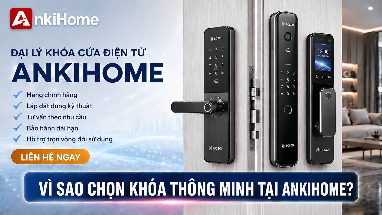 Khóa cửa điện tử Bosch chính hãng, đa dạng các loại với giá tốt nhất