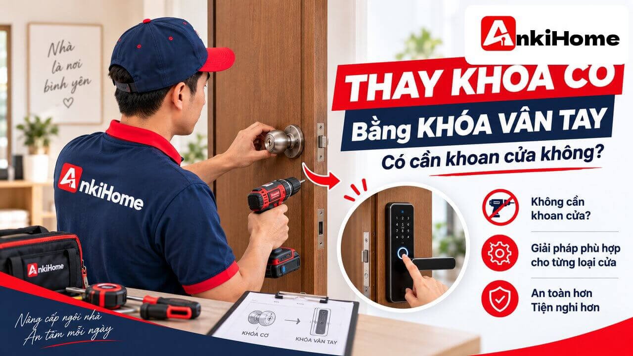 Thay Khóa Cơ Bằng Khóa Vân Tay Điện Tử Có Cần Khoan Cửa Không?